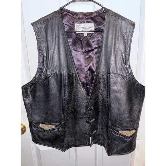 RARE 70s The Tony Alamo Leather and Snakeskin Western Vest Black Made in USA 50 - Picture 1 of 7